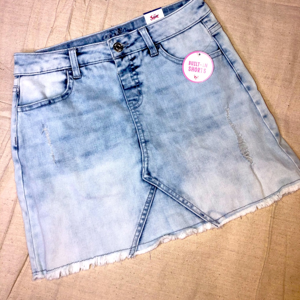 Justice girls distressed denim jean skirt size 12